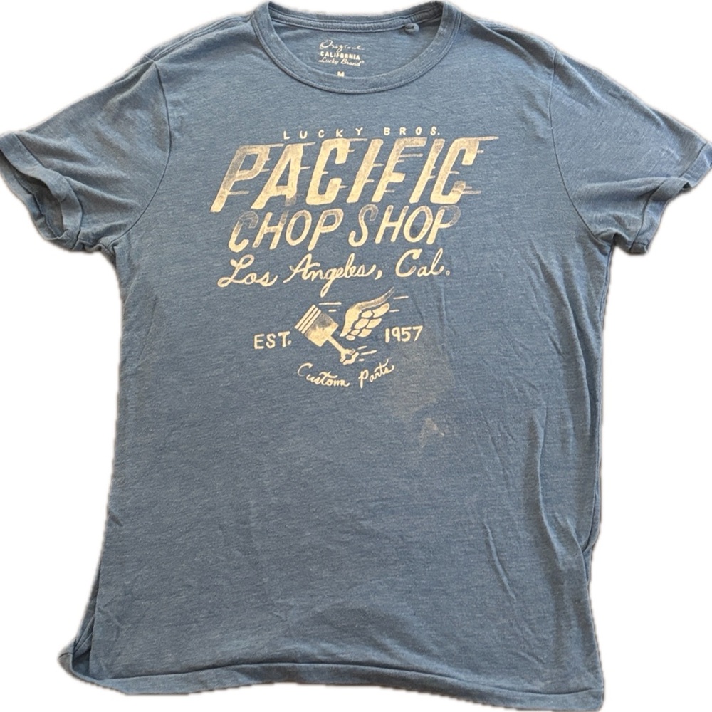 Lucky Brand Pacific Chop Shop Blue Graphic Tee